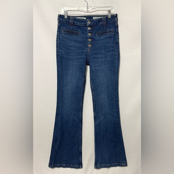 Anthropologie Pilcro High Rise Bootcut Jeans Button Fly Trousers Blue Size 30 - Picture 1 of 14